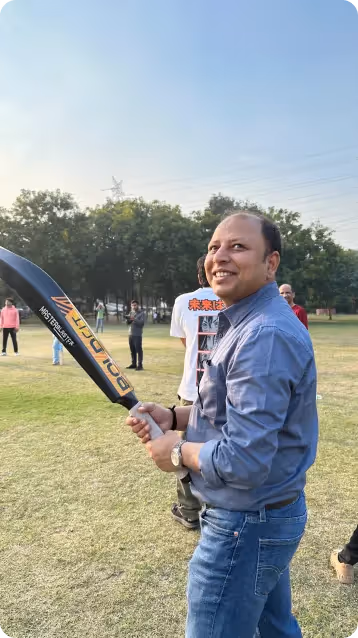 Nishant playing cricket